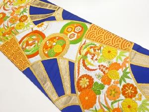 丸文に鳳凰・草花・古典柄模様織出し袋帯